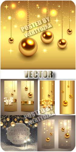    / Golden Christmas balls - vector stock