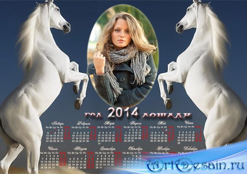  Красивый календарь - Белые жеребцы 