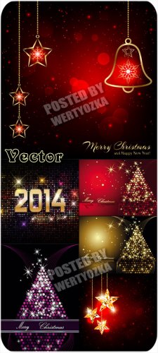    / Sparkling new year trees - stock vector