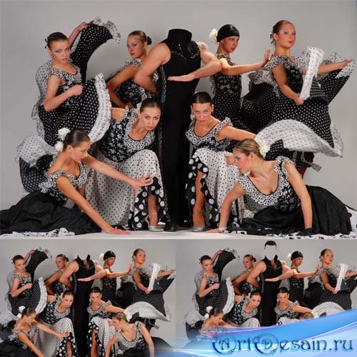 Шаблон psd - Жгучий танцор с женской группой
