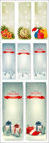 Vector  hristmas banners with gift box and snowflakes - Vektor photo[/b]