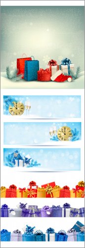 Vector  hristmas banners with gift box and snowflakes - Vektor photo[/b]