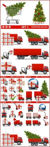 Vector Christmas Delivery & tree - Vektor photo