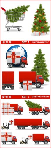 Vector Christmas Delivery & tree - Vektor photo