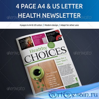 PSD  - 4 Page A4 and US Letter Healthy Living Newsletter