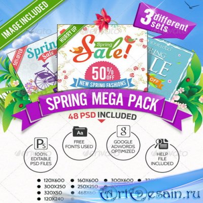 PSD  - Spring Sale Mega Pack - 3 Banner Sets