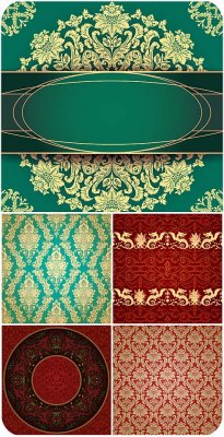  ,     ,  / Golden patterns, vector red and green backgrounds, vintage