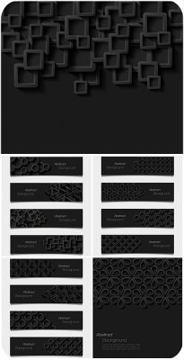 Черные фоны и баннеры в векторе / Black backgrounds and banners vector