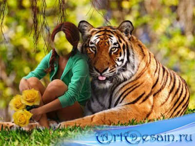 Шаблон женский - С тигром на лужайке