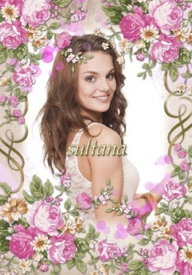 Женская цветочная рамка для фотошопа - Винтажные розы