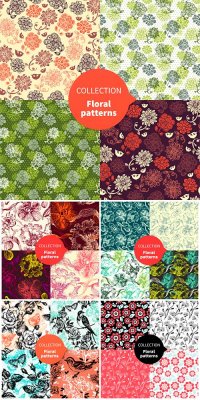      / Collection of floral textures vector