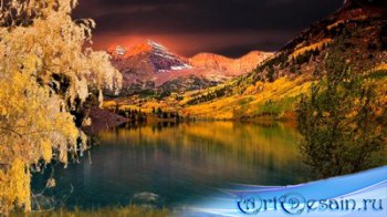 Футаж - Осеннее озеро в горах
