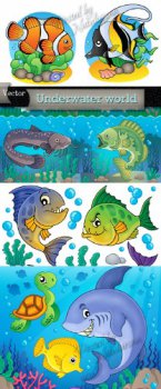Подводный мир в Векторе – Рыбки, дельфины, черепахи