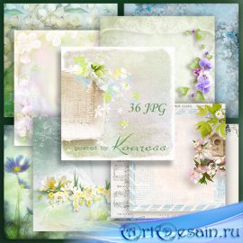Подборка растровых jpg фонов для открыток и коллажей с весенними цветами