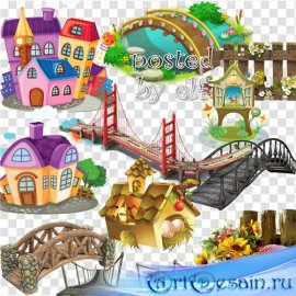 Мосты, здания, заборы и ограды - клипарт png