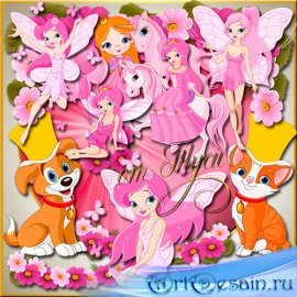   -   / Children Clip Art  - Pink fairy