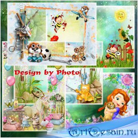Kids frames with cartoon characters