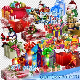 Новогодние подарки и украшения - клипарт без фона