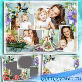 Рамка для фотошопа на 4 фото - Детства волшебное царство
