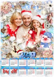 Календарь-фоторамка на 2019 год с символом года Свинкой - Пусть этот зимний ...