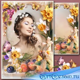 Рамка для Фотошопа - Натюрморт с персиками