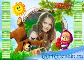 Настенный календарь на 2019,2020 год - Лето с Машей и медведем