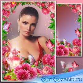 Рамка для Фотошопа - Шарм фиолетовых хризантем