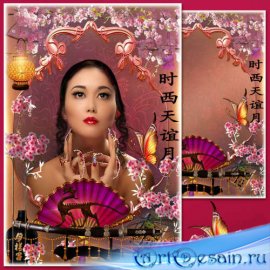 Цветочная рамка для фото в восточном стиле - Ханами - праздник цветения сакуры