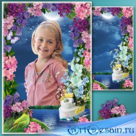 Цветочная фото-рамка для детей - Фиалковый остров